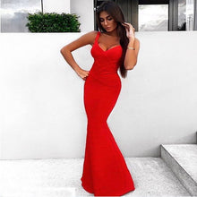 Load image into Gallery viewer, Red Bandage V-Neck Evening Maxi Dress.