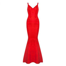 Load image into Gallery viewer, Red Bandage V-Neck Evening Maxi Dress.