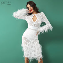 Load image into Gallery viewer, ADYCE Women Bandage Feather Dress.