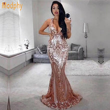 Load image into Gallery viewer, Sexy Trumpet Mermaid Sequin Bandage Maxi Dress.