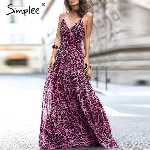 Simplee Sexy Leopard Chiffon Summer Dress.