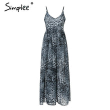 Load image into Gallery viewer, Simplee Sexy Leopard Chiffon Summer Dress.