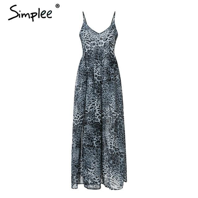 Simplee Sexy Leopard Chiffon Summer Dress.