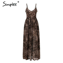 Load image into Gallery viewer, Simplee Sexy Leopard Chiffon Summer Dress.