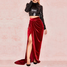 Load image into Gallery viewer, Two Piece High Split  Maxi Skirt with Sequin Top.