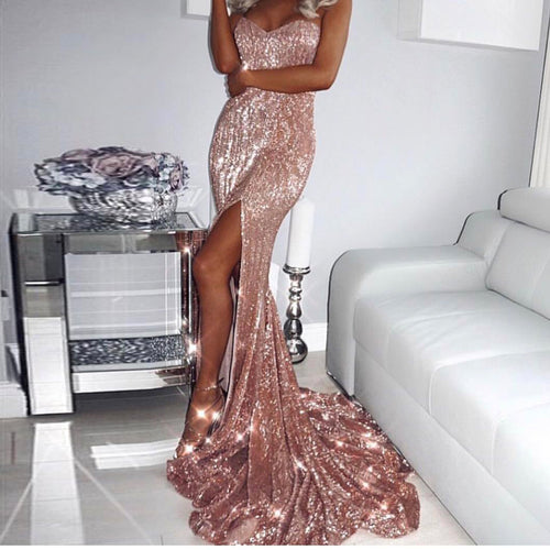 Missord  Sequin  Maxi Party Dress with High Split -additional colors available.