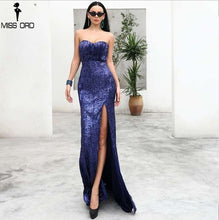 Load image into Gallery viewer, Missord  Sequin  Maxi Party Dress with High Split -additional colors available.