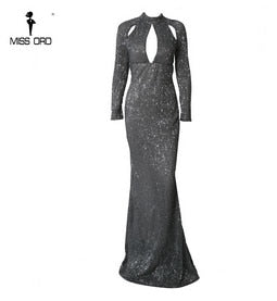 Missord Sexy High Neck  Sequin Party  Floor-length Dress- additional colors available.