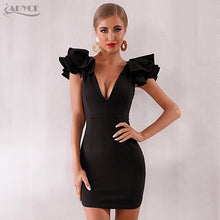 Load image into Gallery viewer, Adyce  Black Butterfly Sleeve &amp; Deep V Bodycon Dresses.