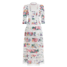 Load image into Gallery viewer, TWOTWINSTYLE Vintage Print High Waisted  Midi Dress.