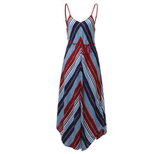 Load image into Gallery viewer, Style Celmia Long Maxi Summer Sleeveless Striped  Beach Sundress.
