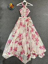 Load image into Gallery viewer, Svoryxiu Backless Floral Print Asymmetrical Maxi Dress.